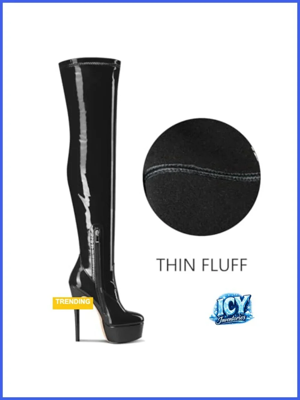 Patent Leather Lace-Up Platform Stiletto Over the Knee Boots 5.9